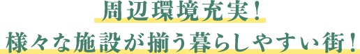 周辺環境充実！ 様々な施設が揃う暮らしやすい街！